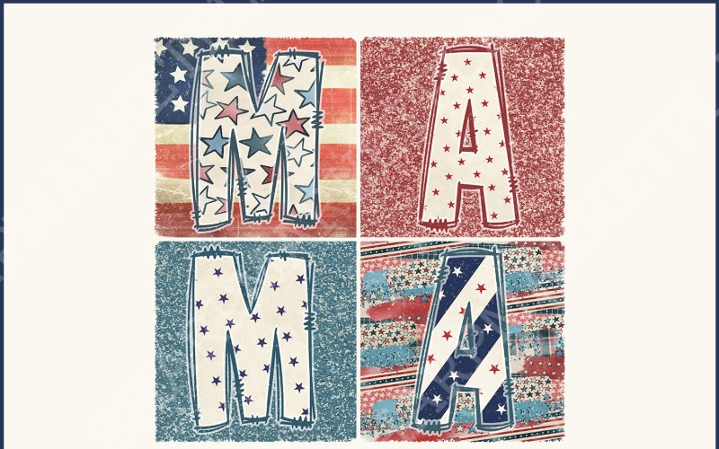 Retro Boho Mama PNG, 4th of July Sublimation Designs, American Mama PNG, Patriotic Mama Illustration