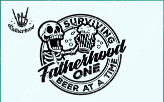 Surviving Fatherhood One Beer at a Time, Father's Day PNG, Funny Dad PNG, Birthday Dad PNG, Vintage