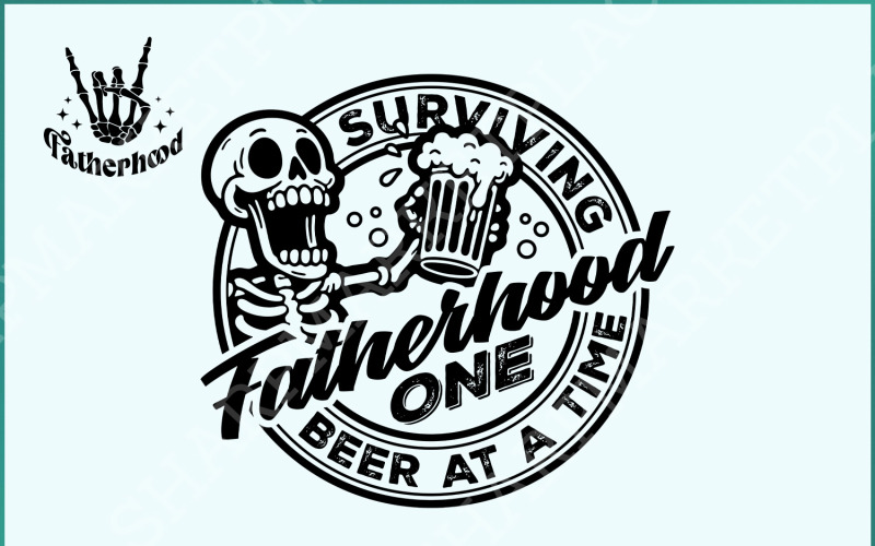 Surviving Fatherhood One Beer at a Time, Father's Day PNG, Funny Dad PNG, Birthday Dad PNG, Vintage Illustration