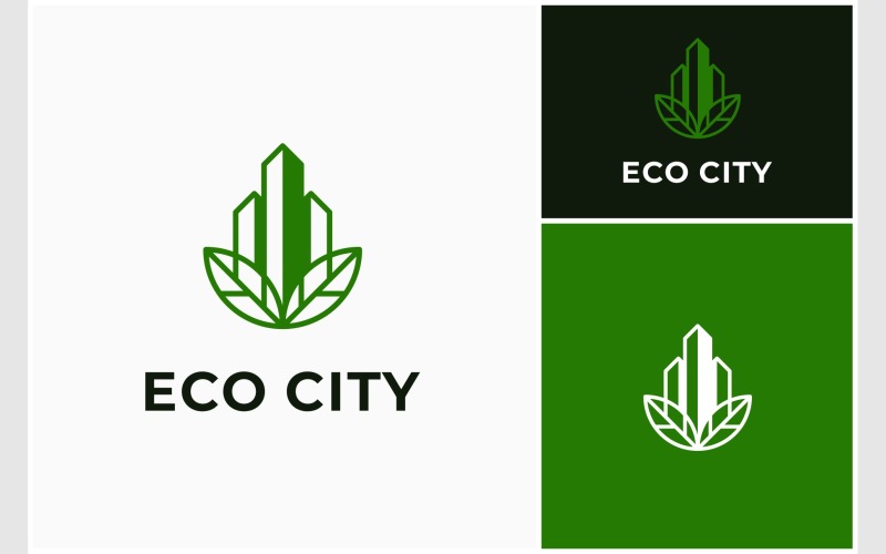 City Building Eco Leaf Green Logo Logo Template