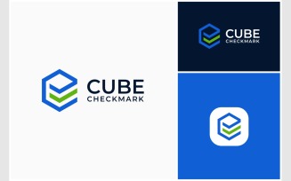 Cube Hexagon Checkmark Logo