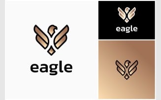 Eagle Hawk Bird Spread Wing Luxury Logo