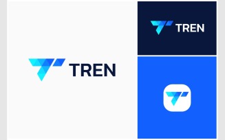 Letter T Initial Modern Geometric Logo