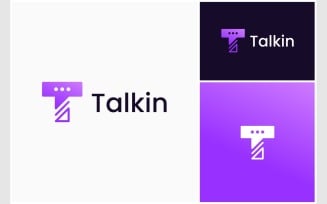 Letter T Talk Speak Chat Logo
