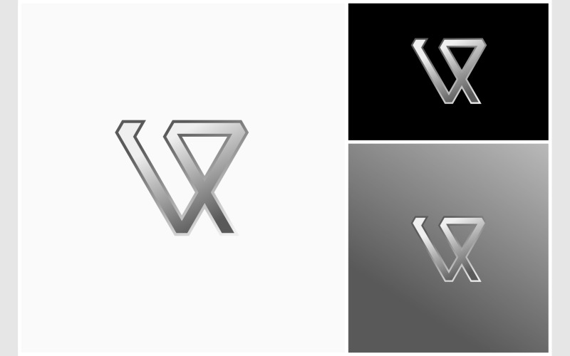 Letter VP PV Silver Metallic Logo Logo Template