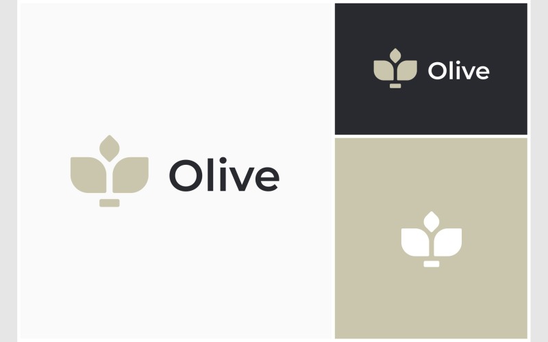 Olive Simple Leaf Minimalist Logo Logo Template