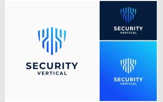 Security Shield Vertical Line Logo