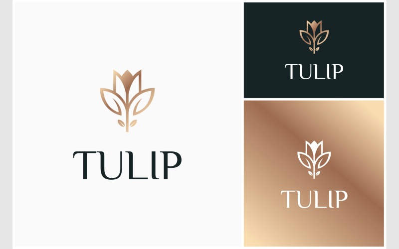 Tulip Flower Gold Luxury Logo Logo Template