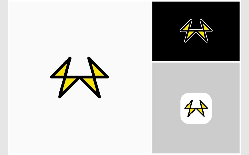 Letter W Lightning Energy Logo Logo Template