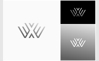 Letter WX XW Silver Metallic Logo