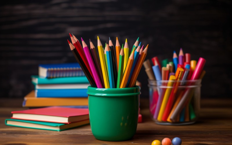 Colourful Pencil School Supplies 101 Illustration