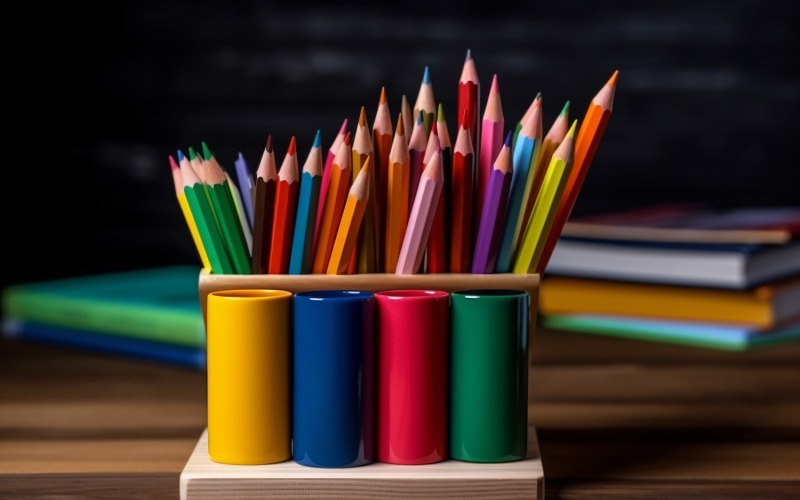 Colourful Pencil School Supplies 63 Illustration