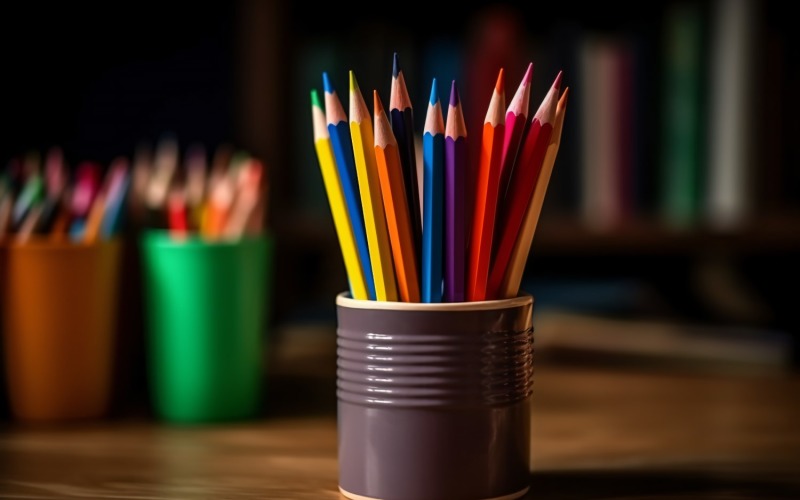 Colourful Pencil School Supplies 64 Illustration