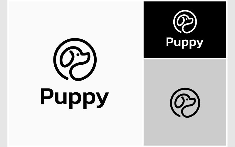 Dog Puppy Pet Circle Logo Logo Template