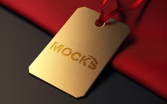 Luxury golden tag logo mockup psd template