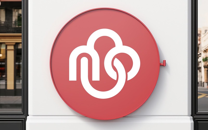 Outdoor advertising circular shop signboard mockup design psd Product Mockup