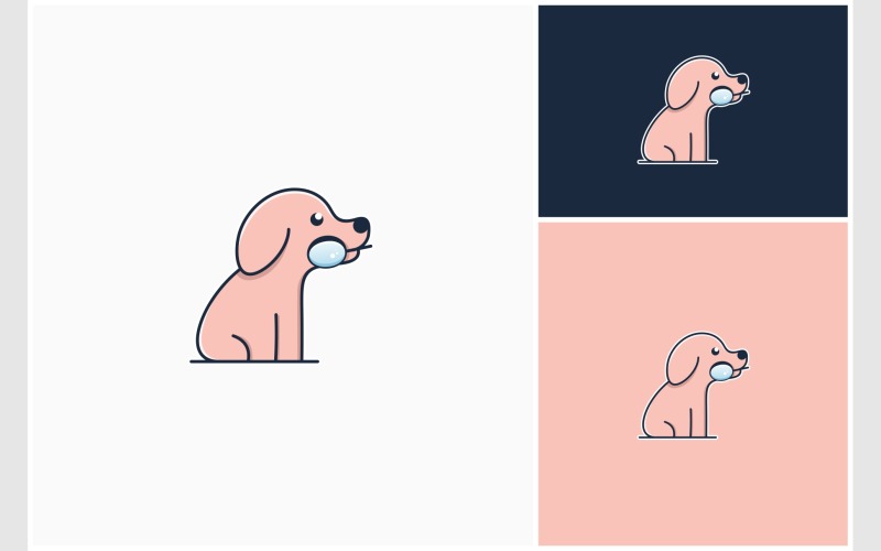 Puppy Dog Bite Loupe Illustration Logo Template