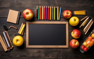 Top View Delight Chalkboard, Pencils, Crayons, apples 83