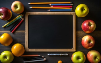 Top View Delight Chalkboard, Pencils, Crayons, apples 84