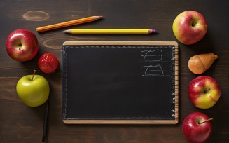 Top View Delight Chalkboard, Pencils, Crayons, apples 85