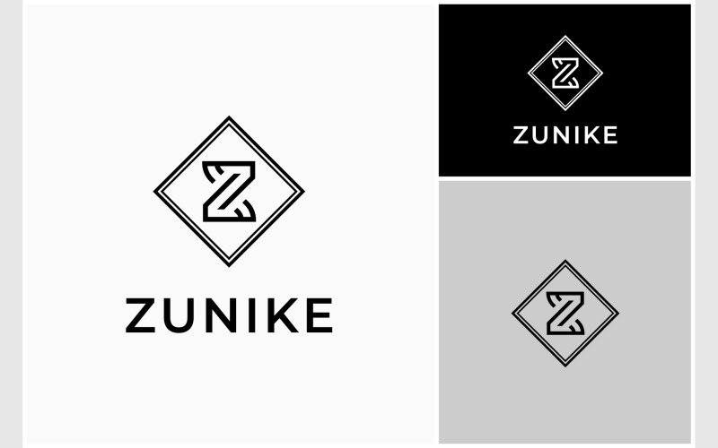 Letter Z Square Frame Minimalist Logo Logo Template