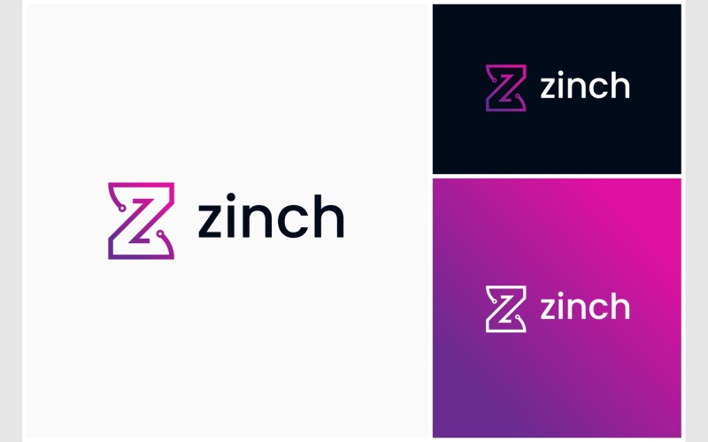 Letter Z Technology Digital Logo Logo Template