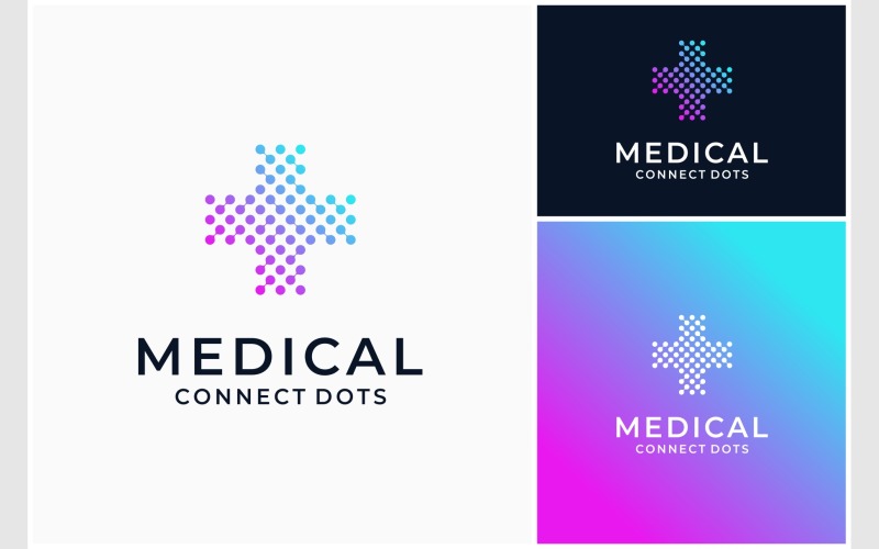 Medical Cross Connect Molecule Logo Logo Template