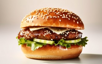 Bacon burger with beef patty, on white background 29