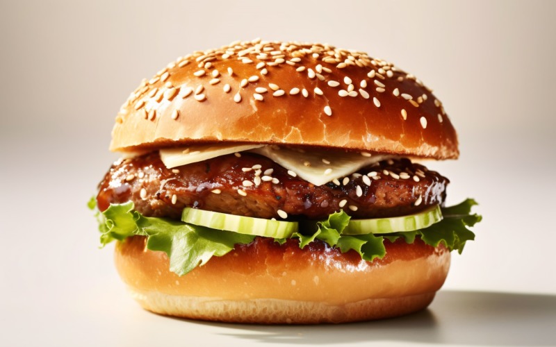 Bacon burger with beef patty, on white background 29 Illustration