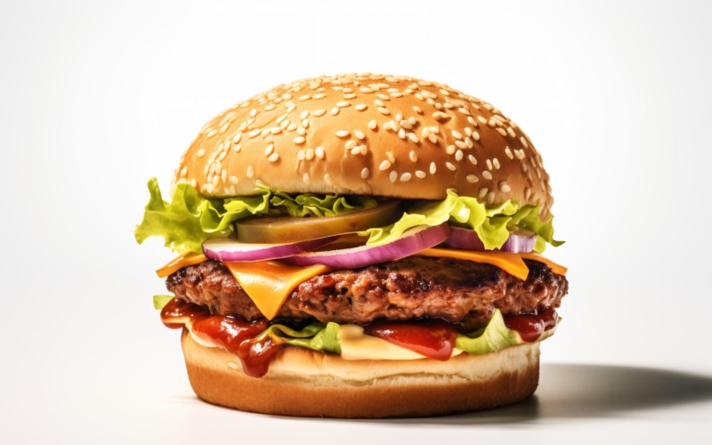 Bacon burger with beef patty, on white background 5 Illustration
