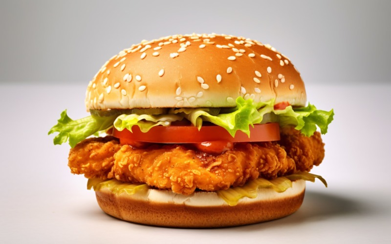 Chicken zinger broast burger, on white background 14 Illustration