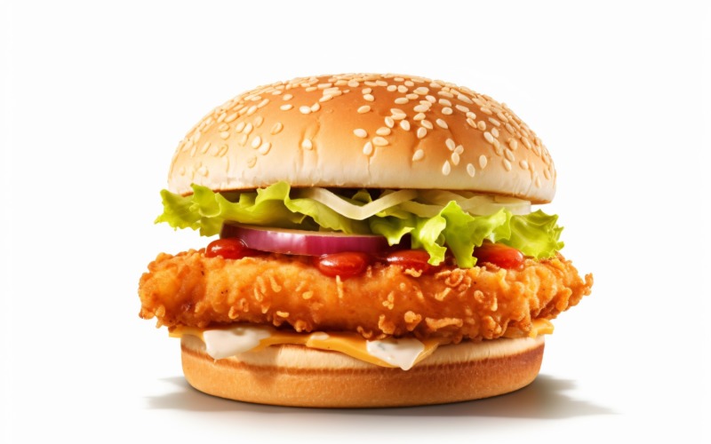 Chicken zinger broast burger, on white background 17 Illustration