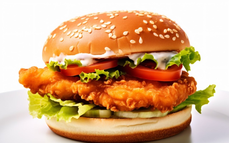 Chicken zinger broast burger, on white background 18 Illustration
