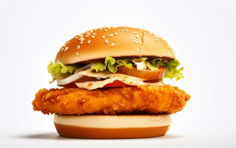 Chicken zinger broast burger, on white background 19 Illustration
