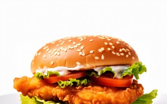 Chicken zinger broast burger, on white background 20
