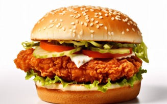 Chicken zinger broast burger, on white background 21
