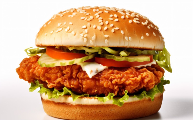 Chicken zinger broast burger, on white background 21 Illustration