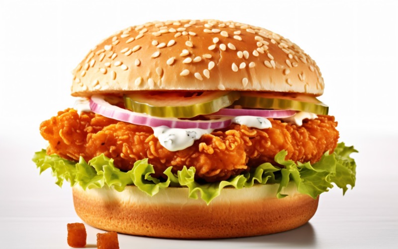Chicken zinger broast burger, on white background 22 Illustration