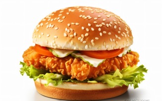 Chicken zinger broast burger, on white background 24