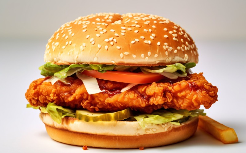 Chicken zinger broast burger, on white background 25 Illustration