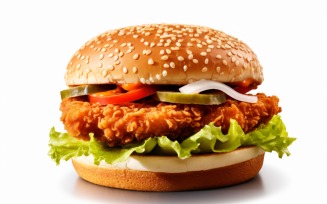 Chicken zinger broast burger, on white background 26