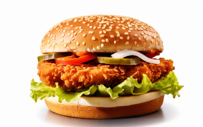 Chicken zinger broast burger, on white background 26 Illustration