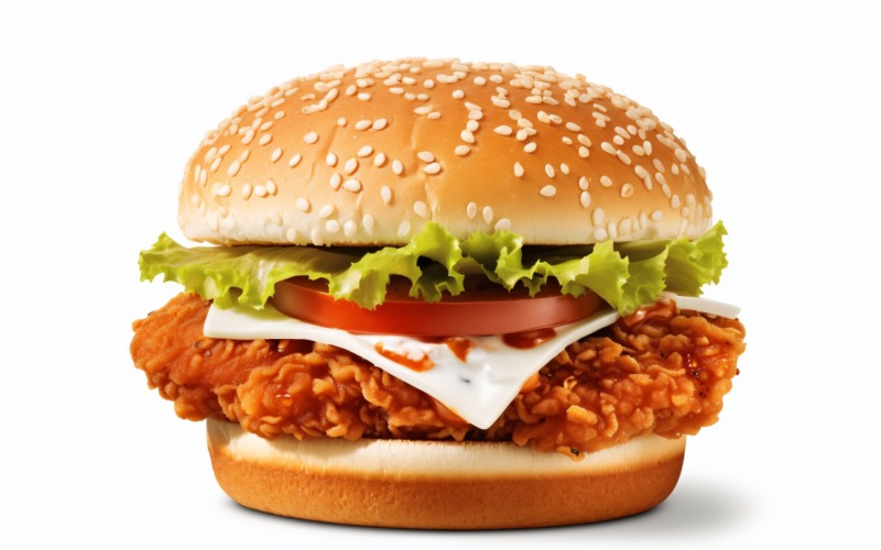 Crunchy Chicken and Fish Burger, on white background 36 Illustration