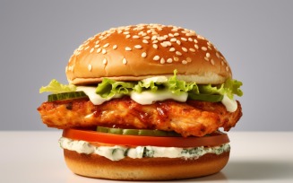 Crunchy Chicken Burger, on white background 13