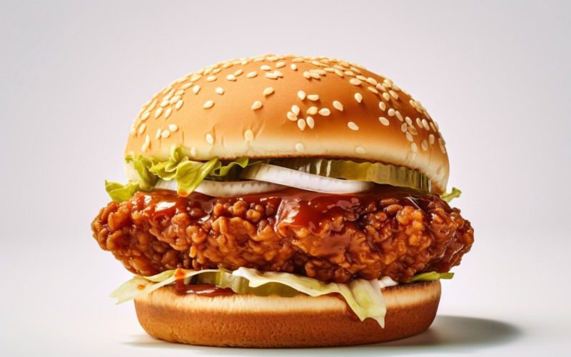 Crunchy Fish Burger, on white background 43 Illustration