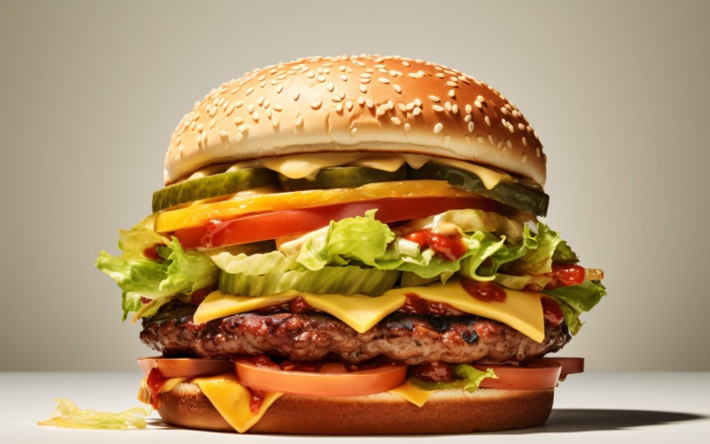 Hot hamburger, Bacon burger with beef patty 30 Illustration