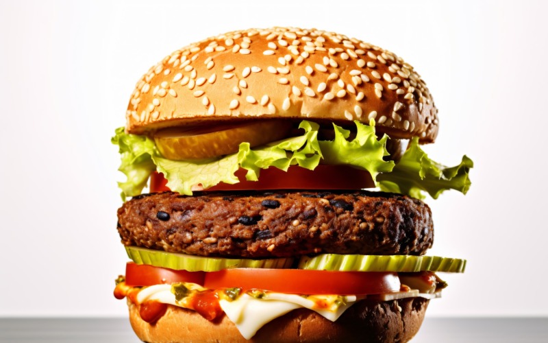 Hot hamburger, Bacon burger with beef patty 53 Illustration