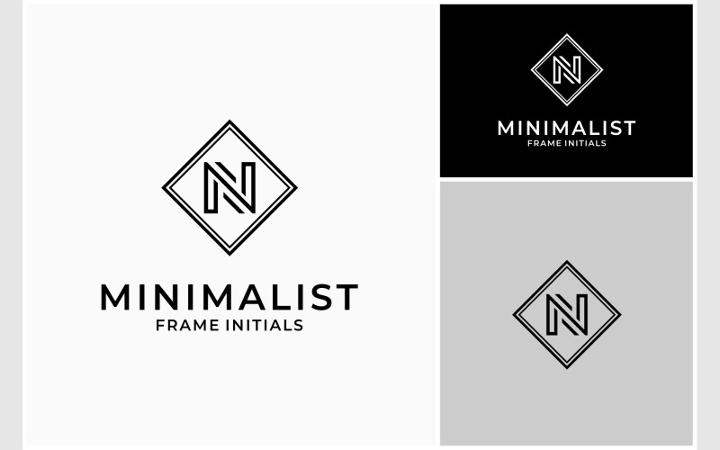 Letter N Initial Square Frame Logo Logo Template