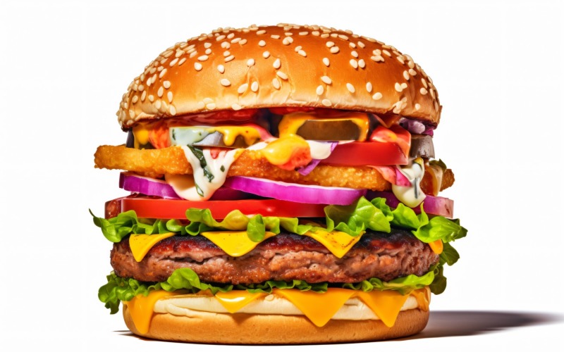 Tasty grilled Feta beef burger, on white background 46 Illustration