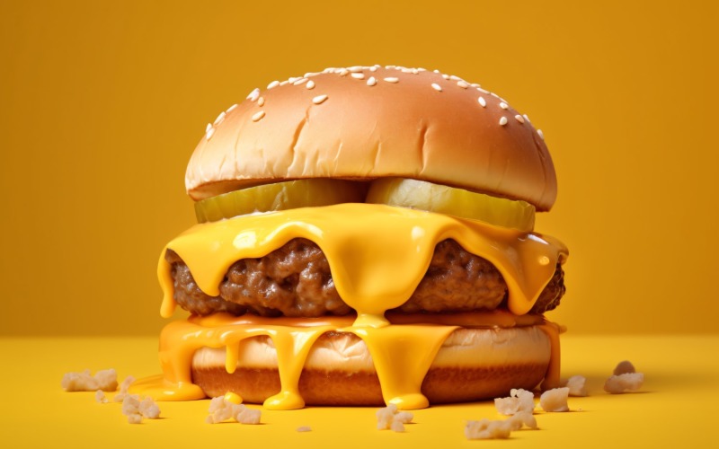 A hamburger with cheese on it and a sprinkle of sauce on it 78 Illustration